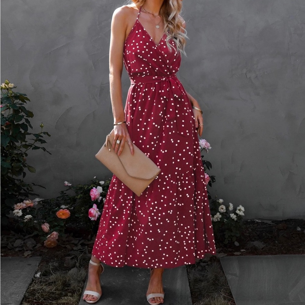 NWT Women’s Halter Gathered Small Dot Dress XL